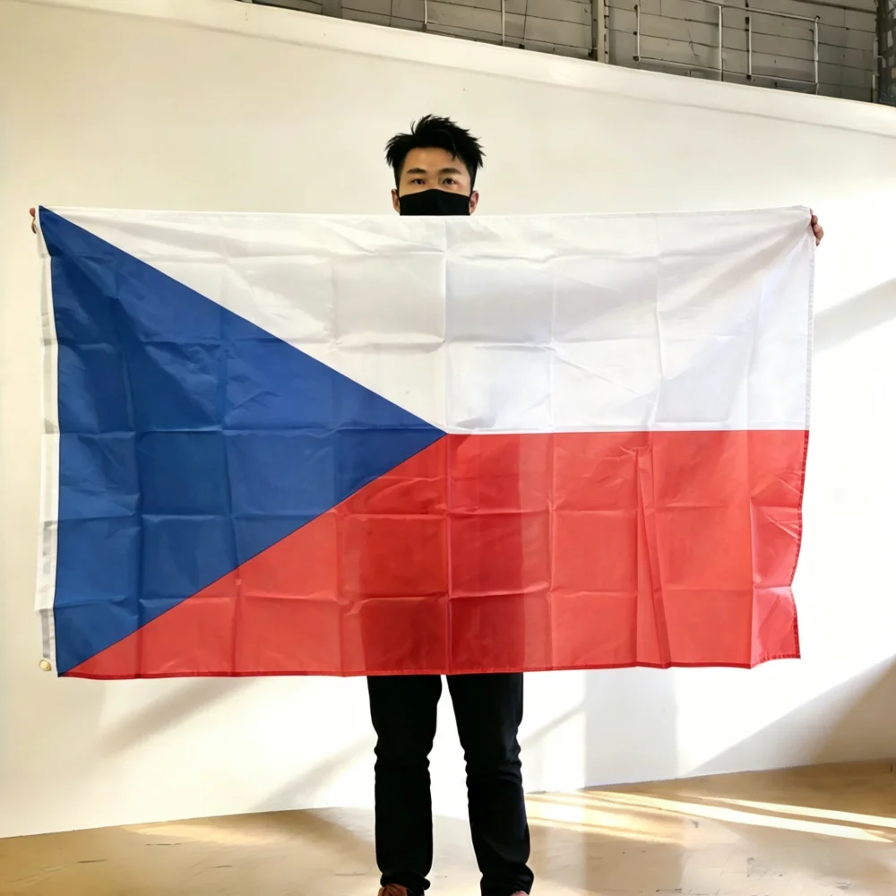 FlagGo Czech Republic Flag 150x90cm 3x5 FT White Red Blue Triangle Polyester Double Stitched Outdoor Indoor Decoration
