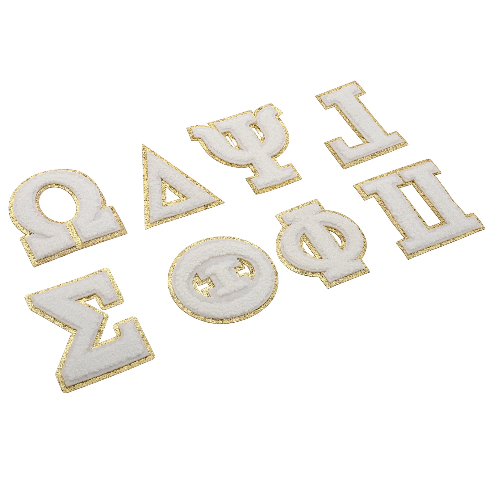 

Greek Letter Patches Gold Embroidery Soft Fabric Luxury Diy Craft Repair Clothing Hat Bag Jacket T Shirt Scrapbooking Patch