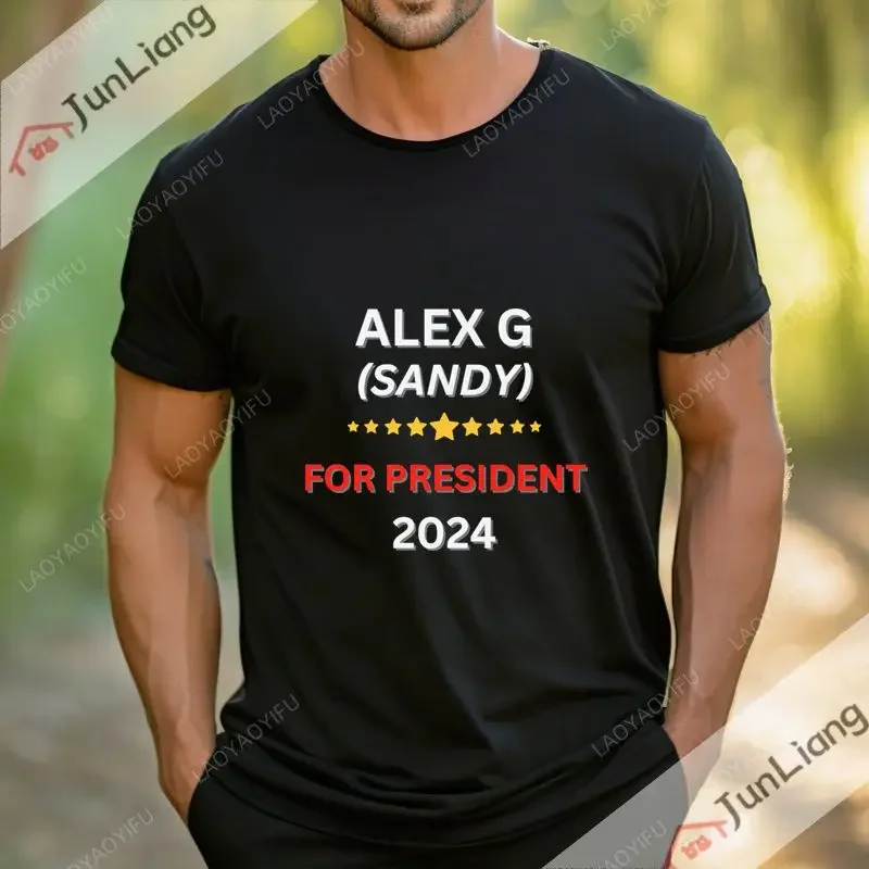 تي شيرت Alex G مضحك مطبوع للجنسين بأكمام قصيرة ورقبة دائرية 100% قطن قميص فضفاض غير رسمي ملابس هاراجوكو