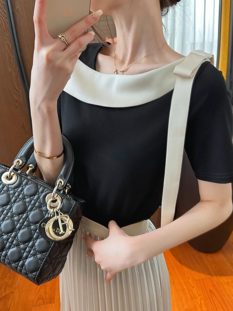 

You See Pure Cotton Bla Top Ele Lady Commuter irt Casual Slim Fit ort Sve T-irt for Women Summer Season