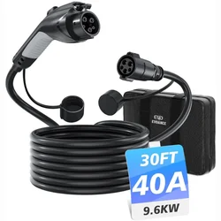 EVDANCE-Cable de extensión de cargador J1772 EV para vehículo eléctrico, Cable de carga de 40a y 30 pies, 110V-240V, Compatible con todos los SAE J1772 EVs