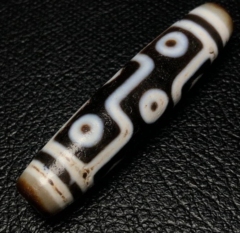 Ancient Tibetan DZI Beads Old Agate 9 Eye Totem Talisman Pendant 57×13mm