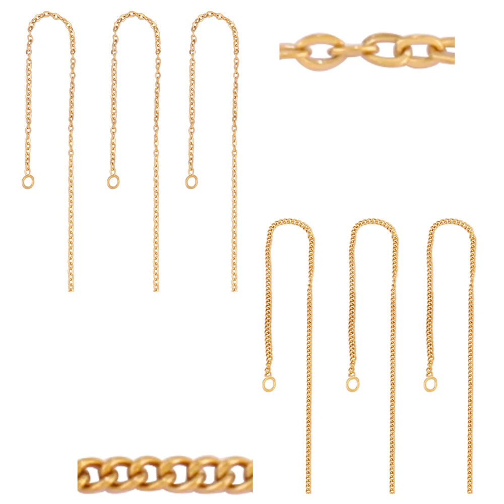 

6pcs Stainless Steel Threader Chain Earrings Findings For DIY Jewelry Making Drop Earrings Tassel Earwires Accessories
