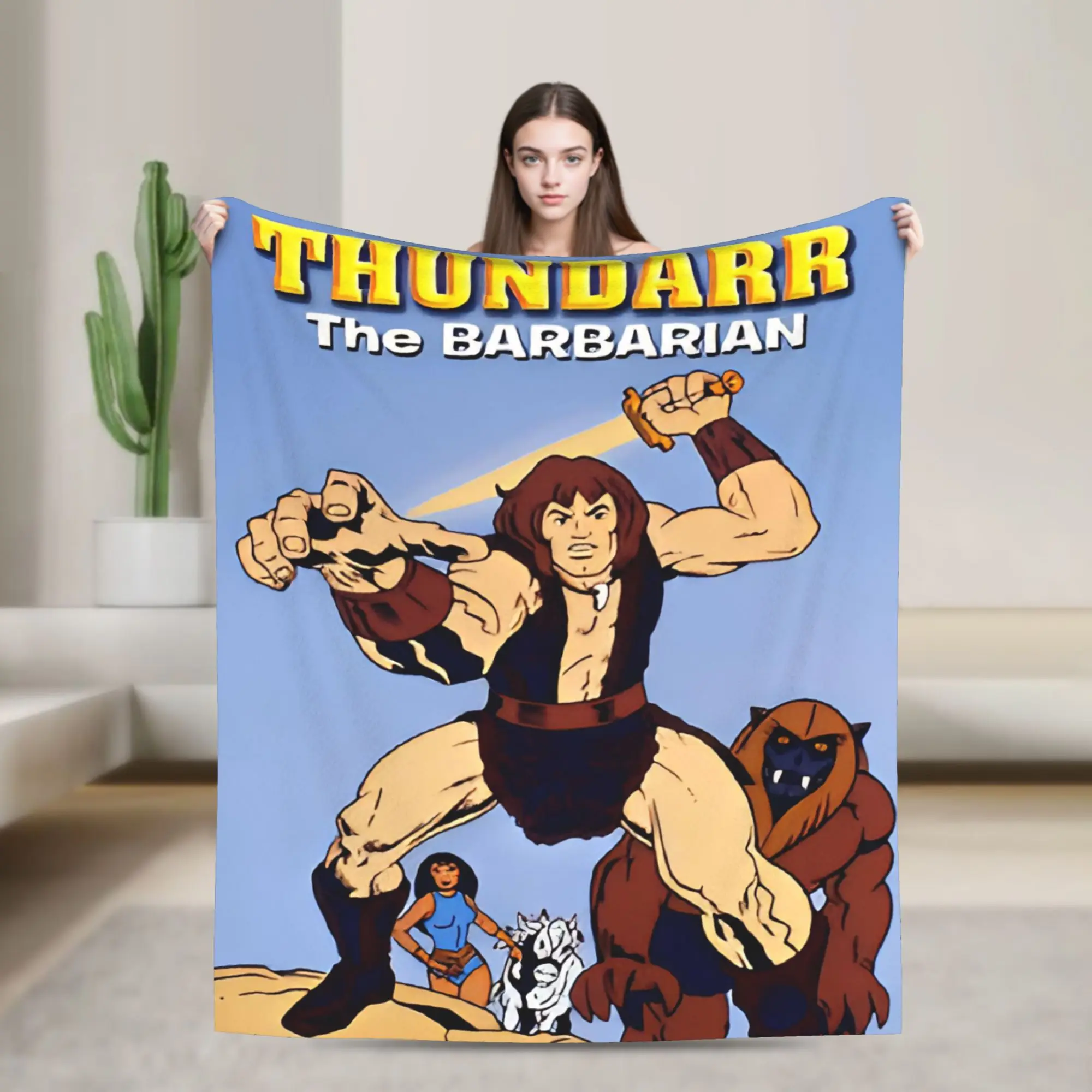 Super Soft Thundarr The Barbarian Throw Blanket Premium Fleece Flannel Lightweight  Bed Blanket Fuzzy Plush Blankets All Season