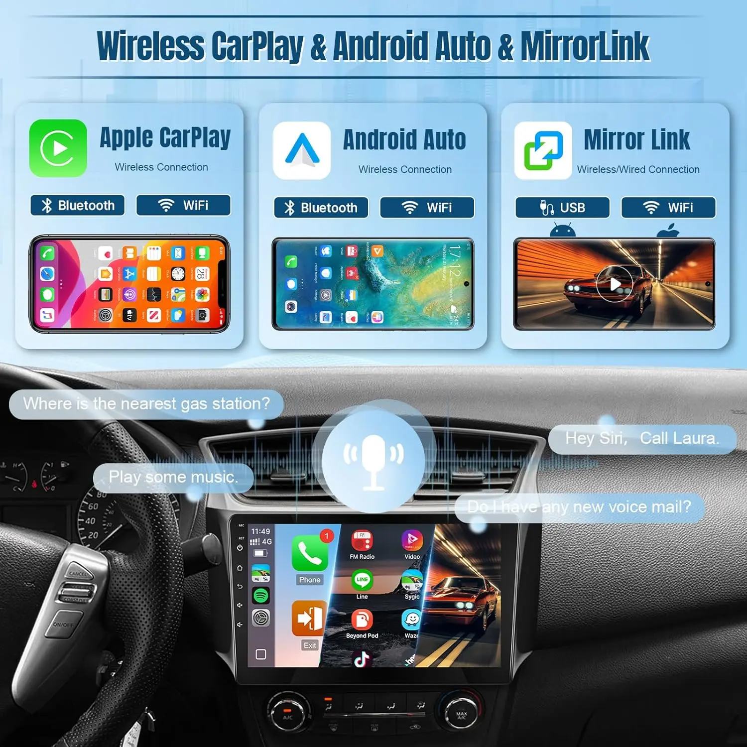 9inch IPS Touch Screen for Nissan Sentra Head Unit with Carplay Android Auto Bluetooth GPS WiFi SWC Camera