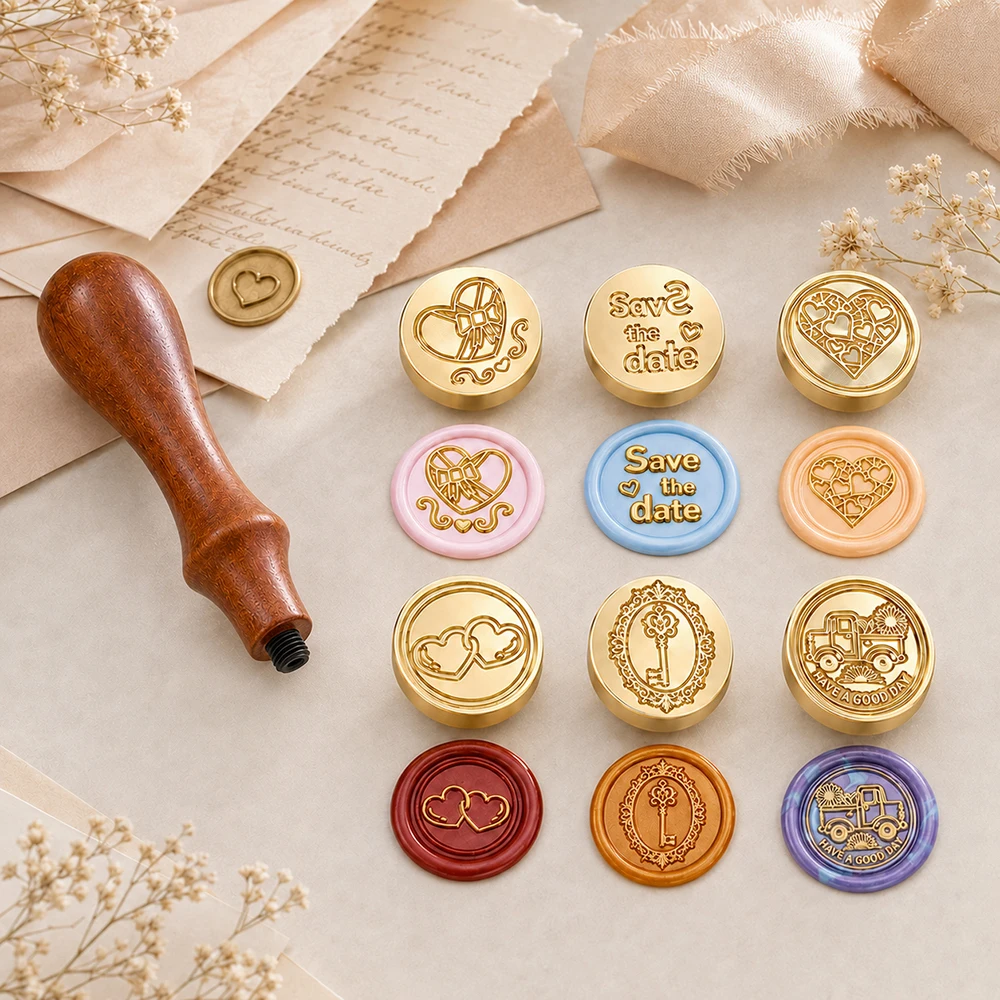ワックスシールスタンプセット、交換可能な真鍮製シールヘッド、 - Wax Seal Stamp Set のレビューと価格