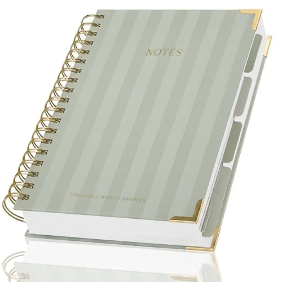 

Aesthetic Thick Spiral Notebook With Tabs - Premium Journal For Women Size B5 - College Ruled Note Book With 300 Lined Pages an