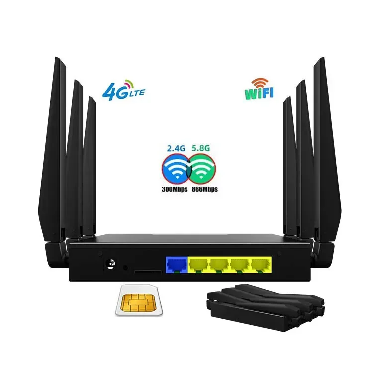 Metal Shell Mobile Unlocked CPE Wi Fi 1200mbps Dual Band Sims Card 4g Lte Industrial Cellular Wireless Enterprise Routers