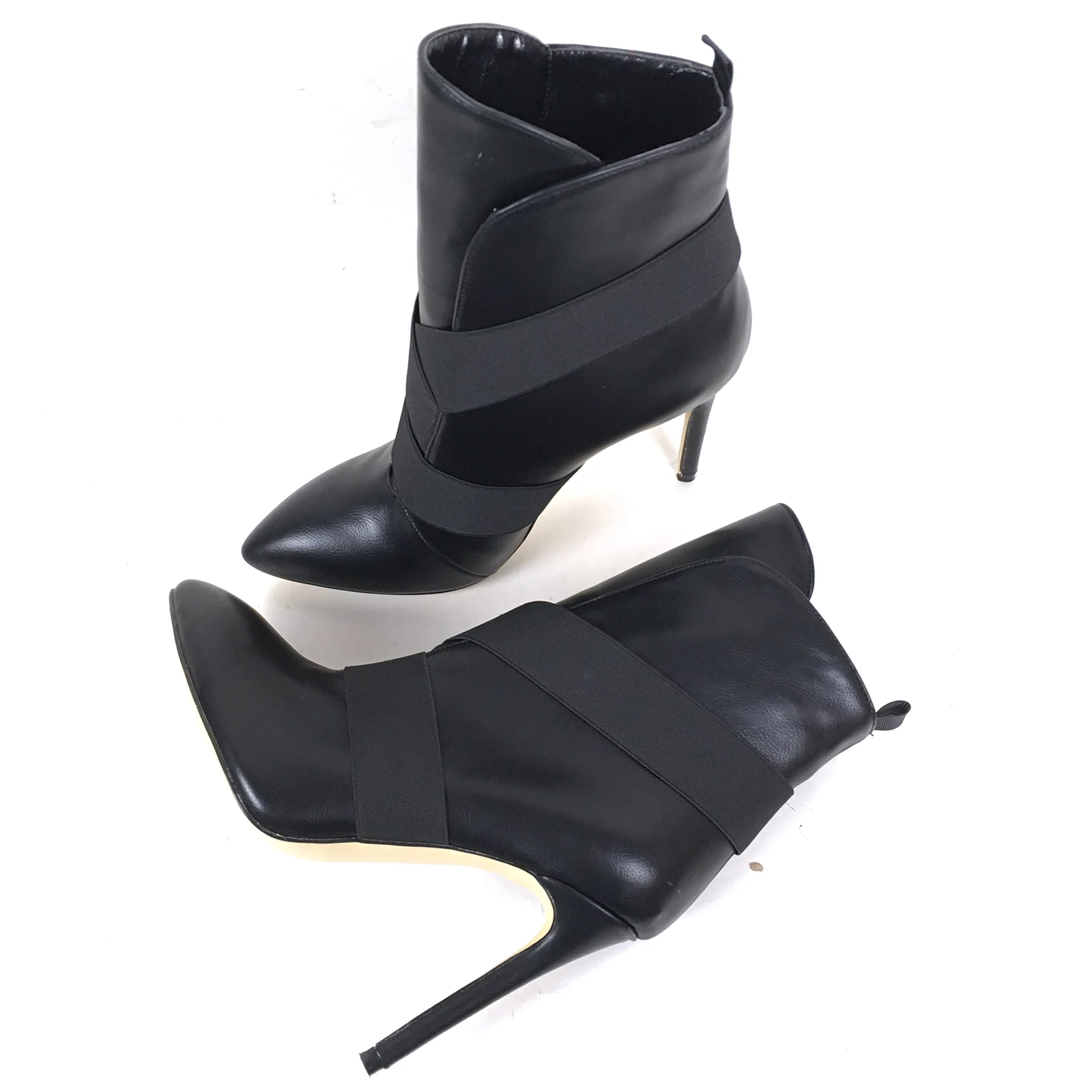 موضة المرأة حذاء من الجلد أشار تو أحذية عالية الكعب الفرقة المحيطي السيدات الخريف الشتاء فستان الخناجر الجوارب الأسود #2