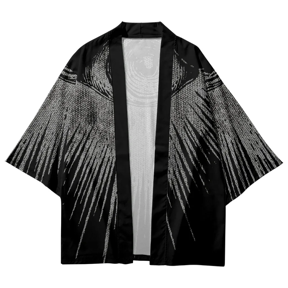 New Design Eye Print Traditional Kimono Japanese Style Women Men Streetwear Beach Cardigan Fashion Cosplay Haori Shirts Top
