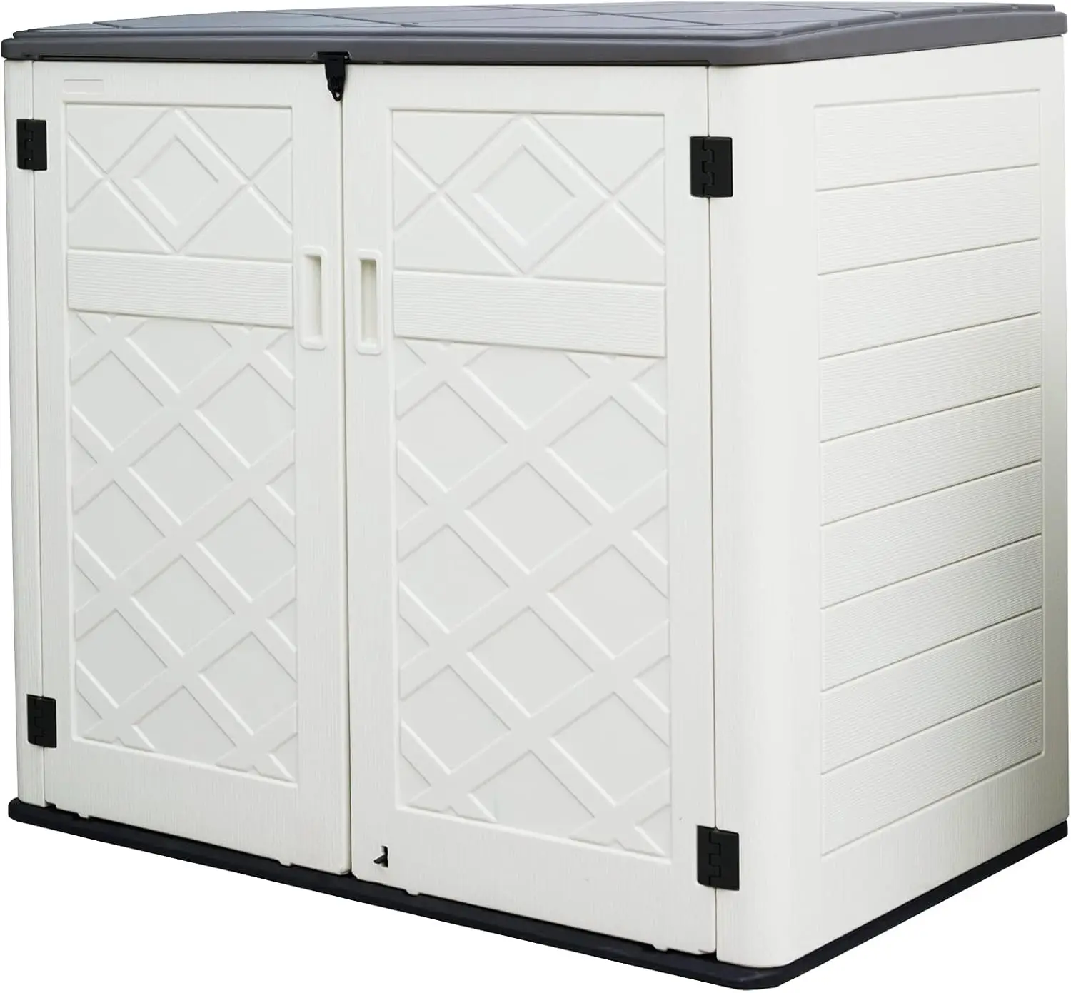 Large Horizontal Storage Sheds 38 Cu.ft. Outdoor Storage Box for Garden Patio and Backyard Off White Superior Quality