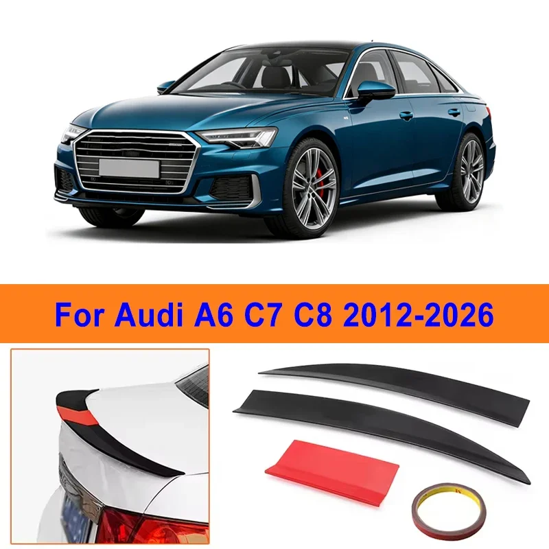 

For Audi A6 C7 C8 2012-2026 3-Section ABS Rear Trunk Spoiler 115-125cm Adjustable Sports Decor Top Wing Car Exterior Parts