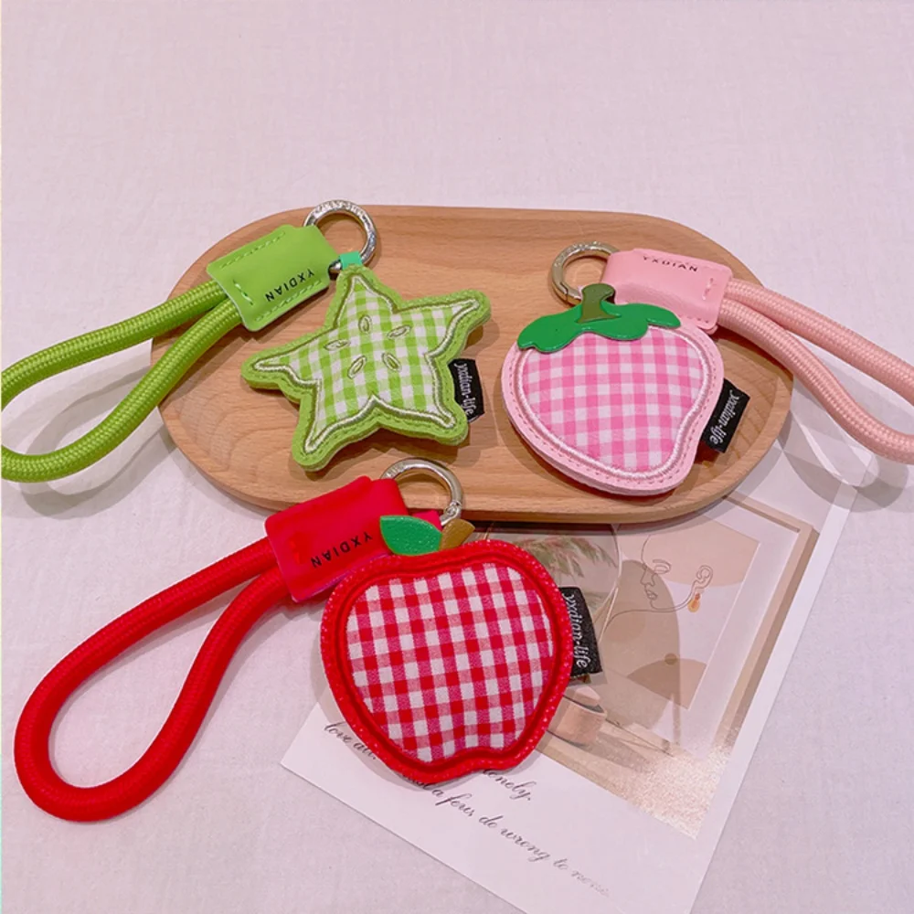 Llavero de Piel Sintética PU con Diseño de Carambola y Melocotón, Adorable Llavero de Manzana, Soporte para Llaves de Coche, Regalos para Fiestas, Souvenir, Adorno para Bolso, Joyería