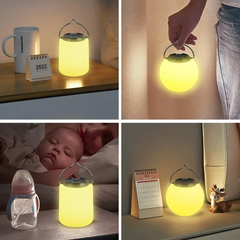 Mini Warm LED Camping Lantern USB Rechargeable Portable Tent Light with Metal Hook Multi-use Emergency Light for Outdoor Camping