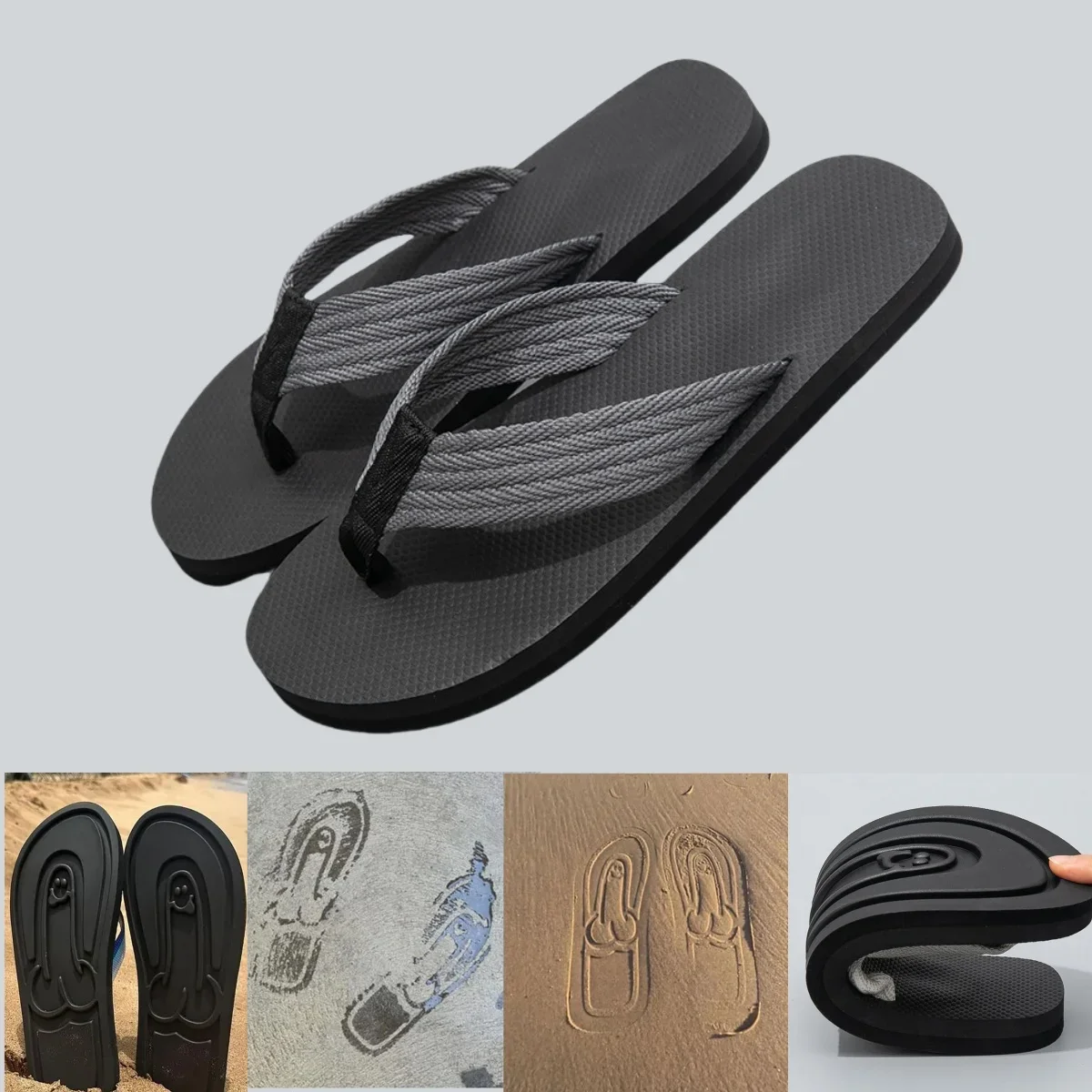 ซ่อนอวัยวะเพศชาย Flops Spread Hap-Penis Quick-DRY Flip Flops ล้อเลียนอวัยวะเพศชายรองเท้าแตะชายหาด Flip Flops ฤดูร้อนสบายรองเท้าแตะกันลื่น