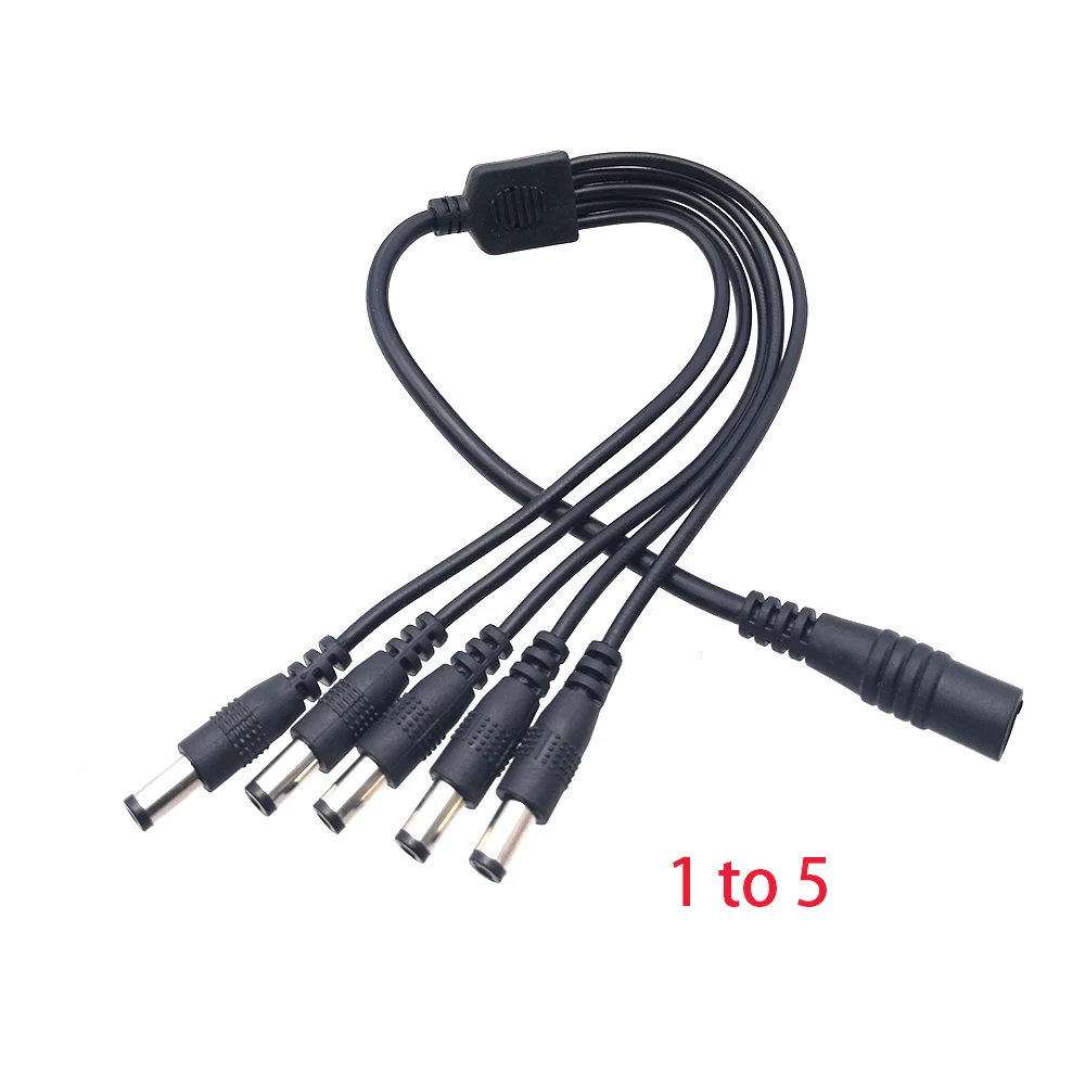 dc 5v 12v power splitter connector plug1 female to 2 3 4 5 6 8 male,cctv cable, cctv accessories, power supply adapter 5.5*2.1mm