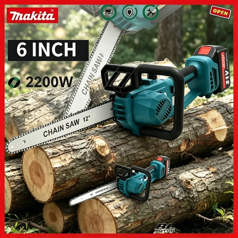 

Makita Rechargeable Electric Chain Saw for Garden Pruning, Makita Brushless Cordless Chainsaw, 2200W Portable Power Tool.