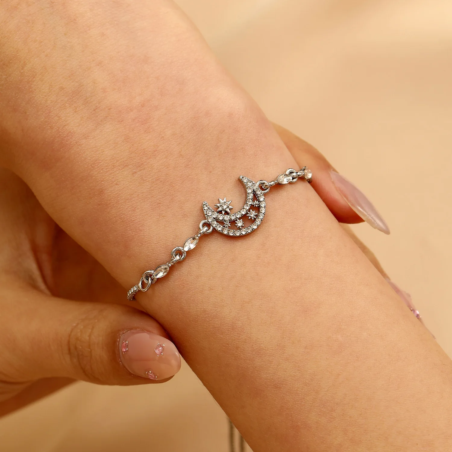 

Star Bracelet Crystal Rhinestone Adjustable Chain Women's Jewelry Gift Stretchable Wristband Sparkling Charm Accessory
