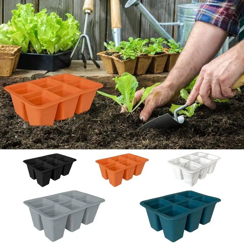 Planting Trays for Feedlings 6-cell Silicone Seedling Tray Reusable Growing Starter Tray for Indoor Planting Growing Starting