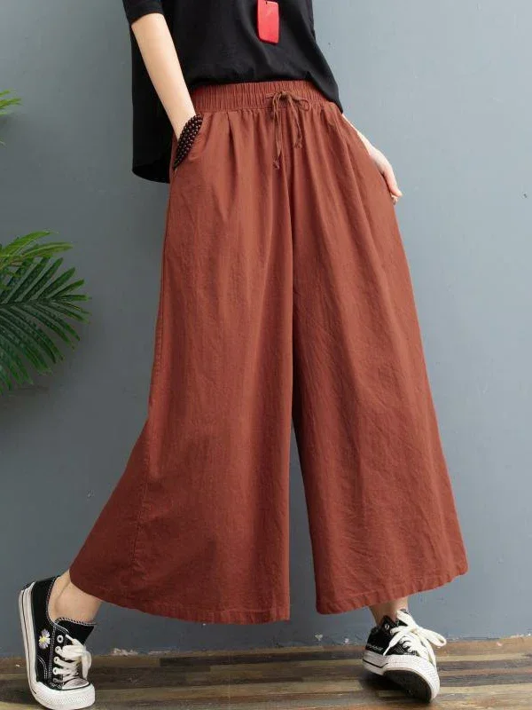 2024 Autumn Women Cotton Linen Straight Pants Joggers Casual Soft Baggy Wide Trousers for Women High Waist Office Oversize Pants