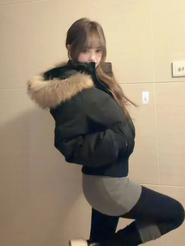 

Korean Sle Soft Cute Hooded Cotton Jaet Loose Beautiful ort Outerwear for Small Figures Winter Faion Ladies Coat