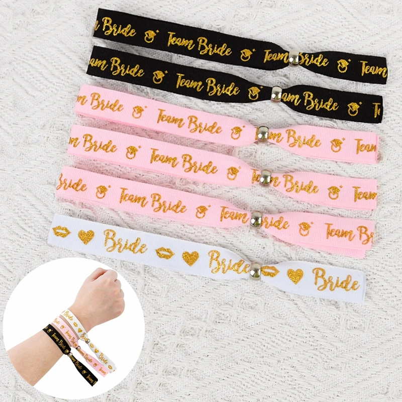 

12Pcs Wedding Team Bride Bracelet Bride To Be Bachelorette Party Bridesmaid Hand Band Accesories Wedding Hen Party Gift Supplies