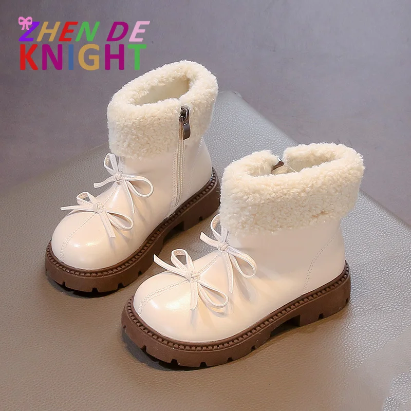 Winter Fashion Boots for Girls Thick Warm Faux Fur Snow Boots Soft-soled Anti-slippery Fashion Boots Girls 6-18y Korean Style