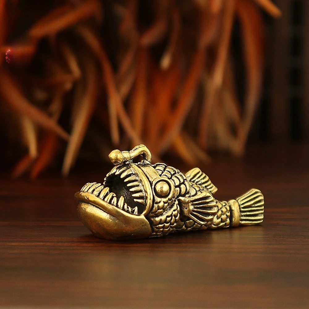 Messing Ozean Anglerfisch Beobachtung Fische Meerestiere Modell Fischglas Dekoration Actionfiguren Bildung Miniaturen Kinderspielzeug