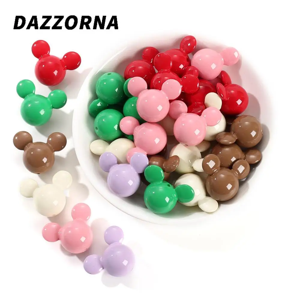 10Pcs Acrylic Beads 23x29mm Colorful Animal Mouse Shape Beads For Handmade Jewelry Making DIY Necklace Bracelet Earrings