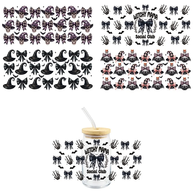 Halloween Skull 3D UV DTF Wrap Transfer Stickers  Black  Cool Fashion Design Wrap For Glass Mugs Waterproof Decal