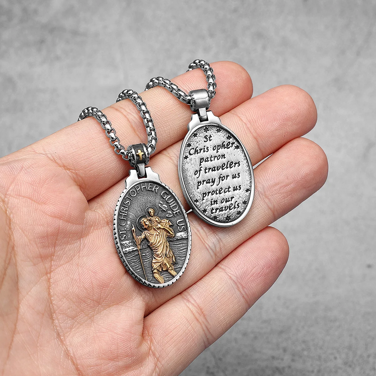 St.Christopher Guide Us Amulets Stainless Steel Men Necklaces Pendant Chain Punk For Women Fashion Jewelry Gifts Wholesale