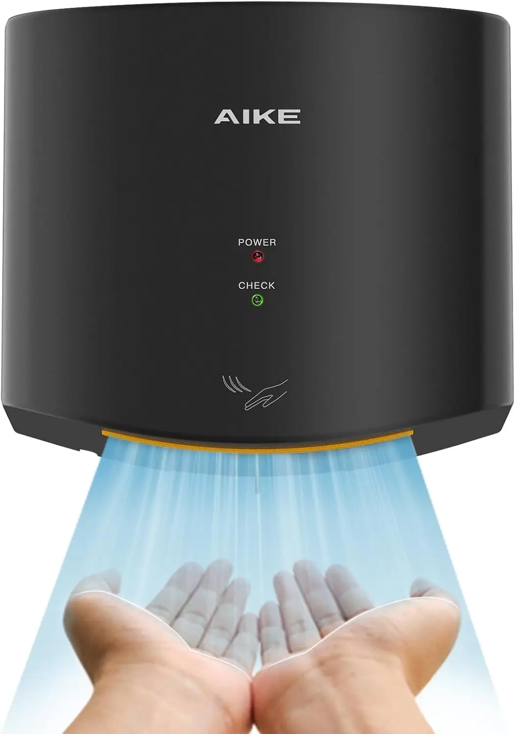 Compact Hand Dryer 110V 1400W Black with 2-Pin Plug Fast 10-15s Drying