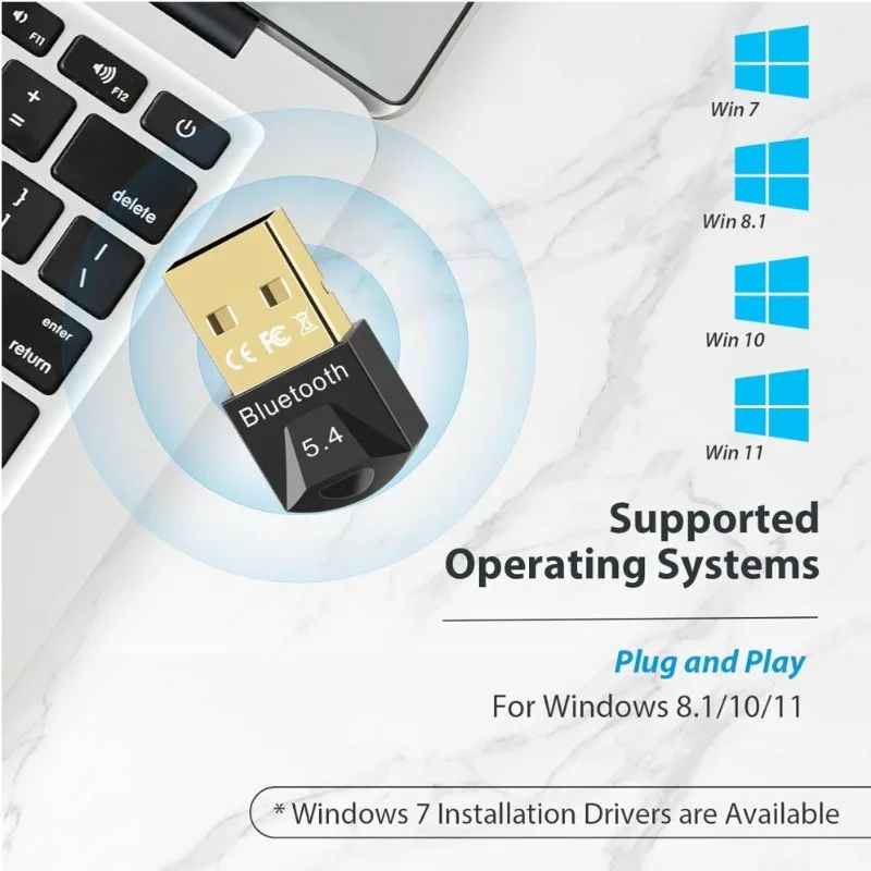 Adaptador Bluetooth USB 5.4/5.3/5.1/5.0 para PC portátil - Receptor transmisor Dongle inalámbrico USB para teclado de ratón de auriculares