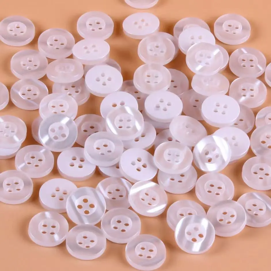 100pcs 9mm/10mm/11mm White color 4holes buttons shirt buttons apparel supplies sewing accessories