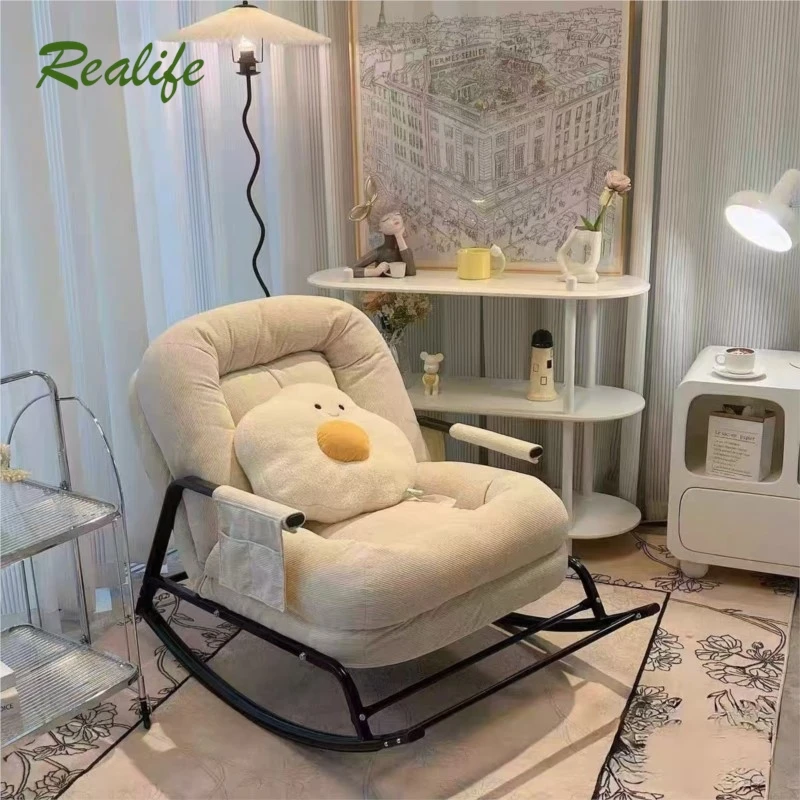 

Realife Can Sit Or Lie Down Adult Lazy Rocking Chair Home Living Room Balcony Leisure Lounge Chair Bedroom Single Lazy Sofa 2025