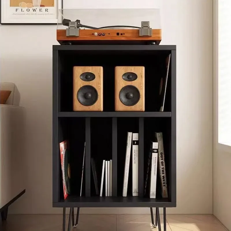 Vintage record player, stereo stand-up vinyl storage cabinet