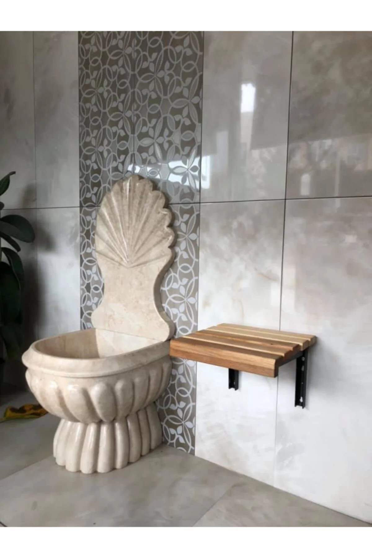 Wall Mounted Foldable Wooden Shower Seat