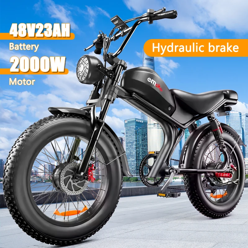 2025 New style 20 inch fat tires electric bike Ebike EMOKO C93 hydraulic oil brake 2000W48V23AH fast mountain dirt electric bike