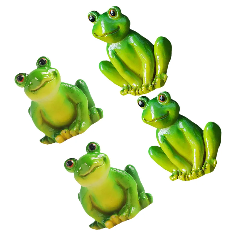 

4pcs Simulated Frog Ornament Cute Mini Statues Resin Material Bright Color Garden Home Desktop Accessories Plant Pot Decor