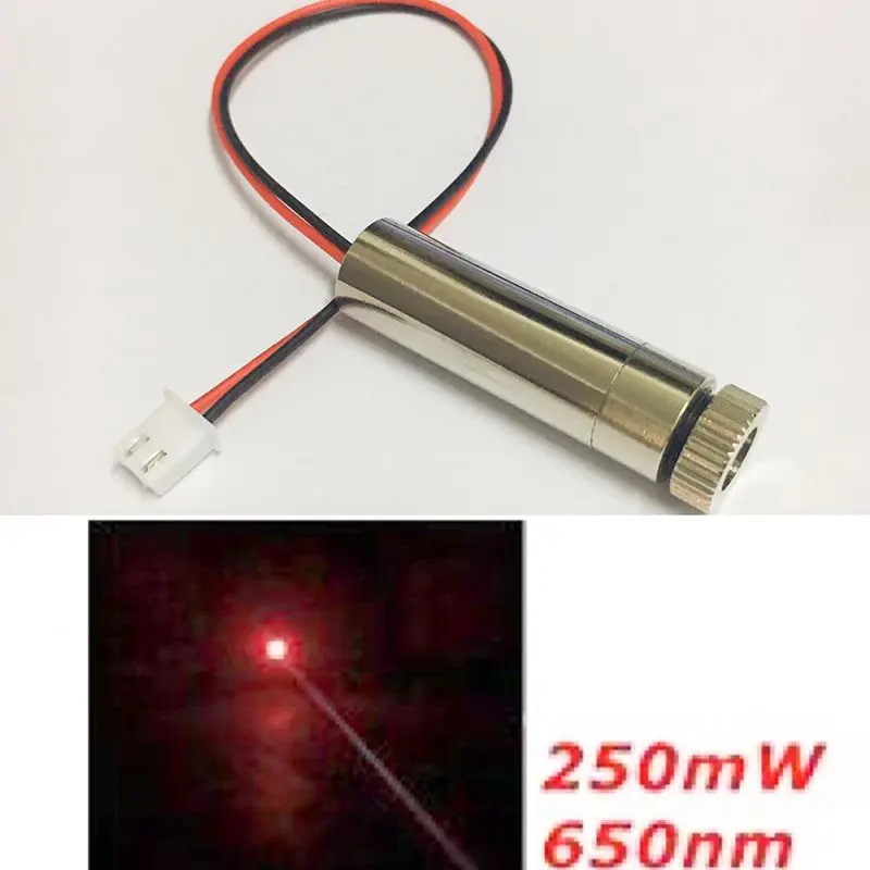 1PC Red Laser Module 250mW 650nm High Ppower Laser With Focusing DIY Engraving Machine DC 3-4.5V Laser Head DIY Crafting XH2.54