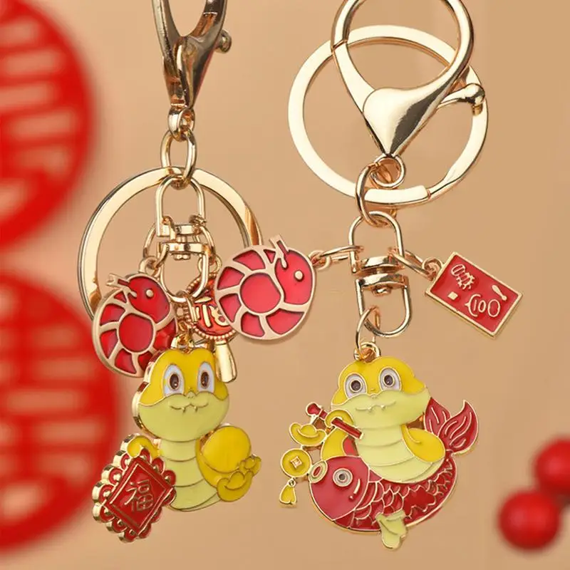 2025 Chinese Snake Year Key Chain 2025 Year of the Snake Charm Feng Shui Mascot Hangable Pendants Keyholder for Car Bag