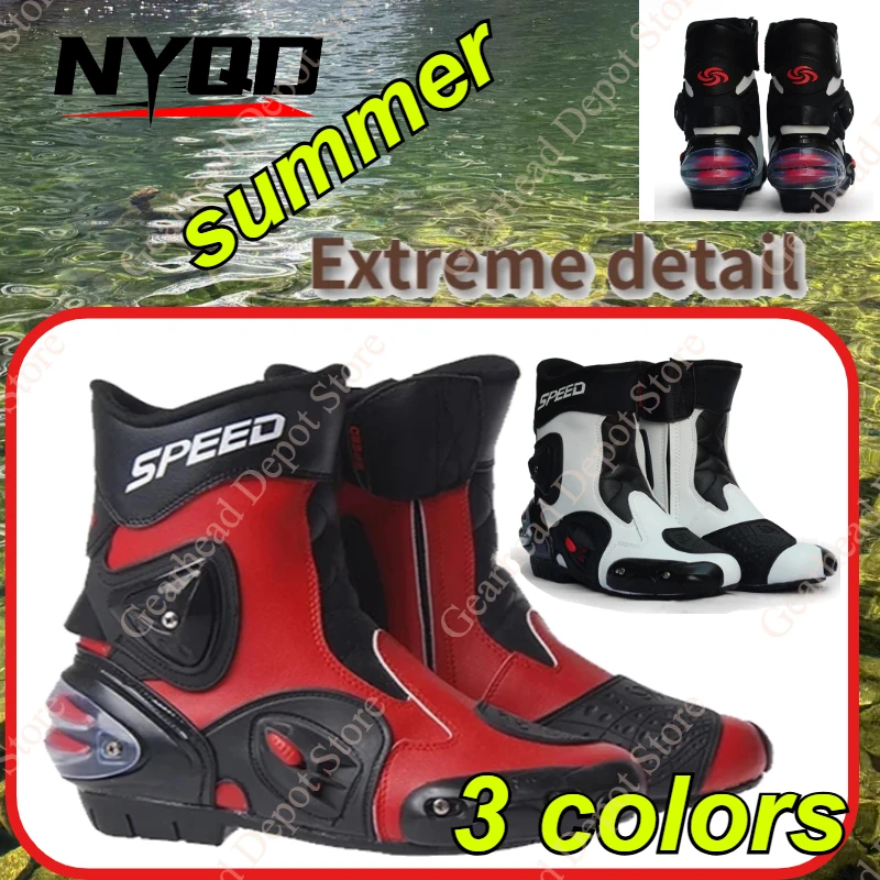 

2026 SPEED Ankle Joint Protection Motorcycle Boots Moto Shoes For Motorcycle Riding Racing Motocross Boots BLACK RED WHITE