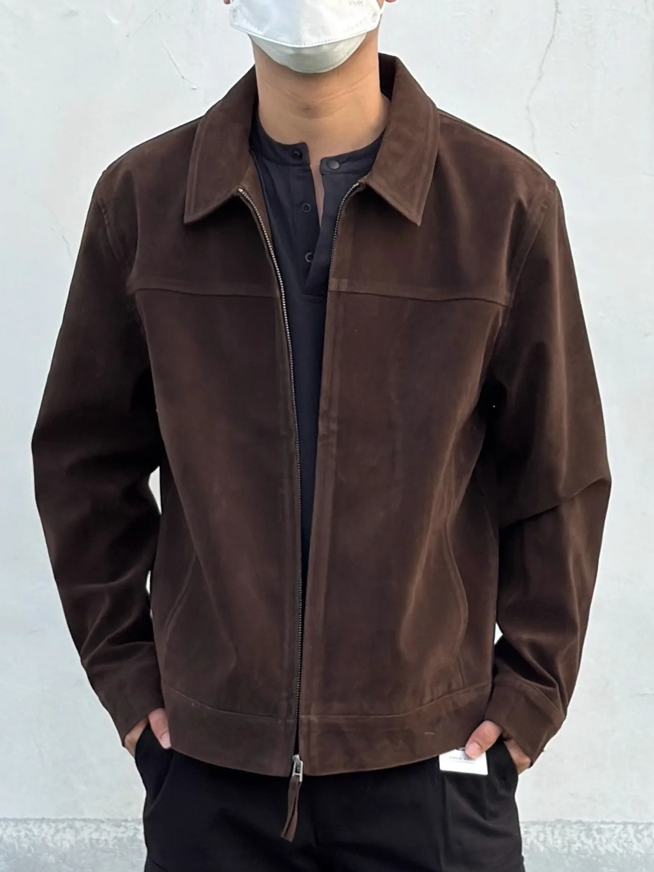 

Мужская матовая замшевая куртка в стиле ретро, весенне-осенняя повседневная свободная универсальная рабочая одежда с воротником, верхняя одежда, ветрозащитный полиэстер