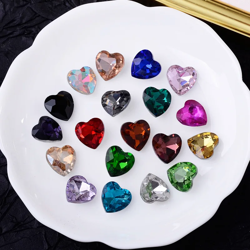 

100Pcs sets DIY bridal hair accessories wedding dress handmade color 8/10/12 mm love pointed bottom crystal DIY accessories