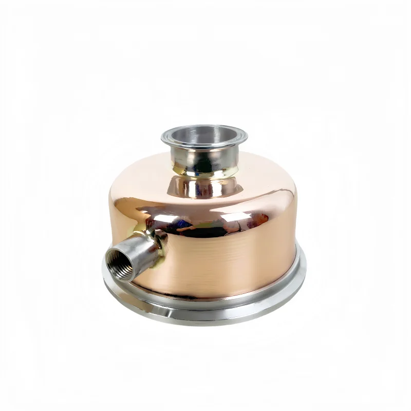 

Медный редуктор с тройным зажимом в форме чаши 6 x 2 дюйма с разъемом термометра с внутренней резьбой 1/2 дюйма для дистилляции