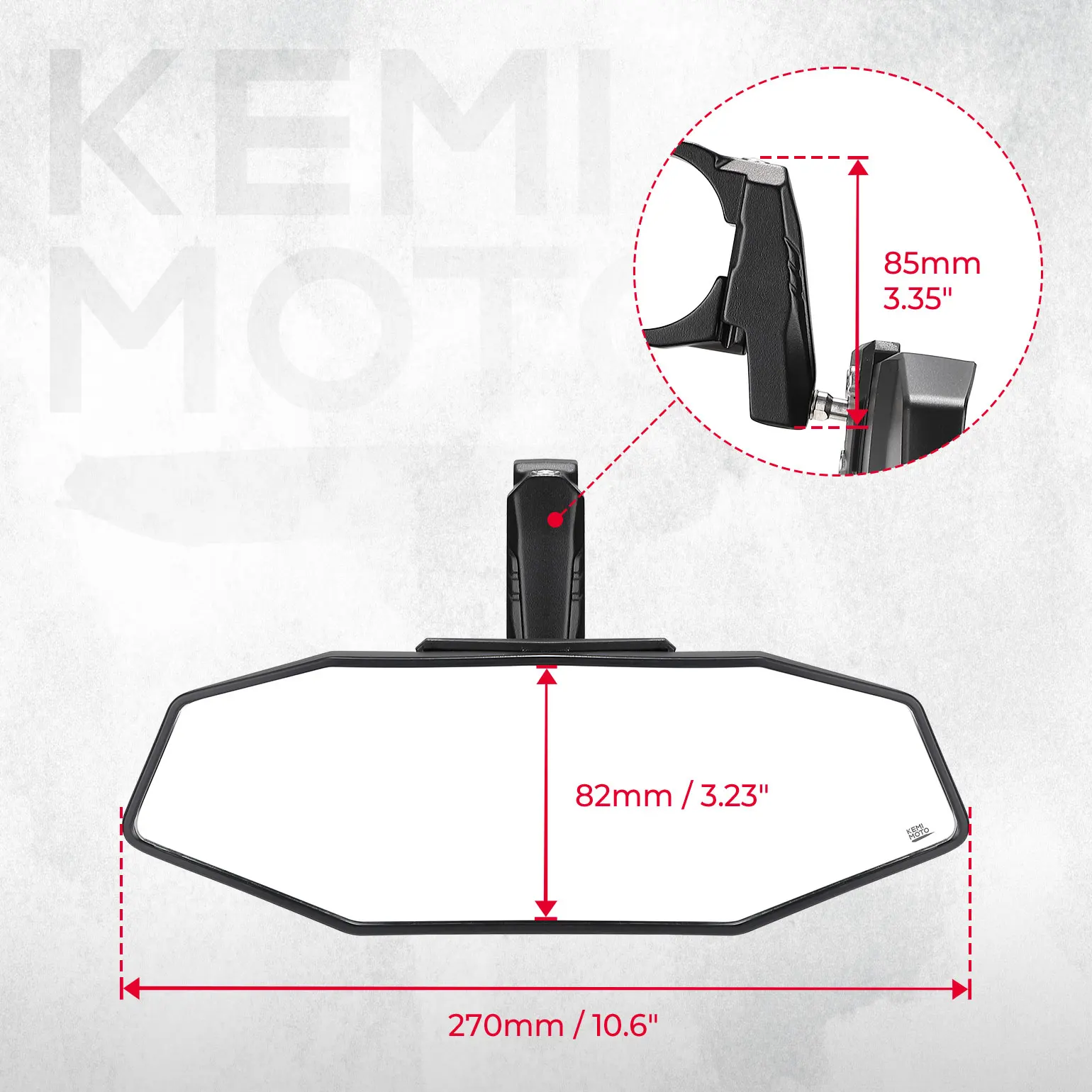 

UTV Center Rearview Mirror 1.6-2" Compatible with Polaris RZR PRO XP XP4 1000 800 Turbo for Can-am Maverick X3 MAX Aluminum