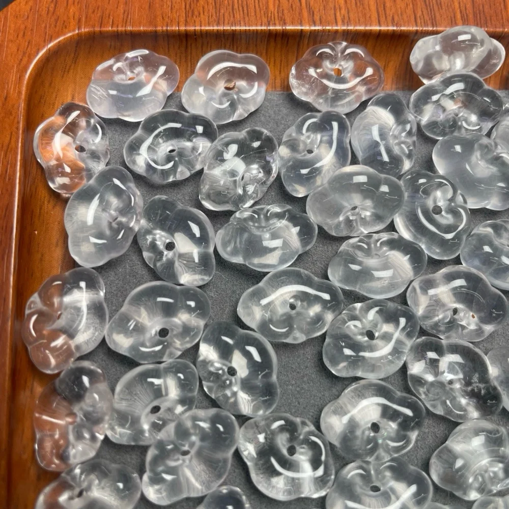 12PCS 14mm Natural Clear Quartz Ruyi Polished Crystal Reiki Healing Jewelry Pendant Cute Rock Decoration for Gift