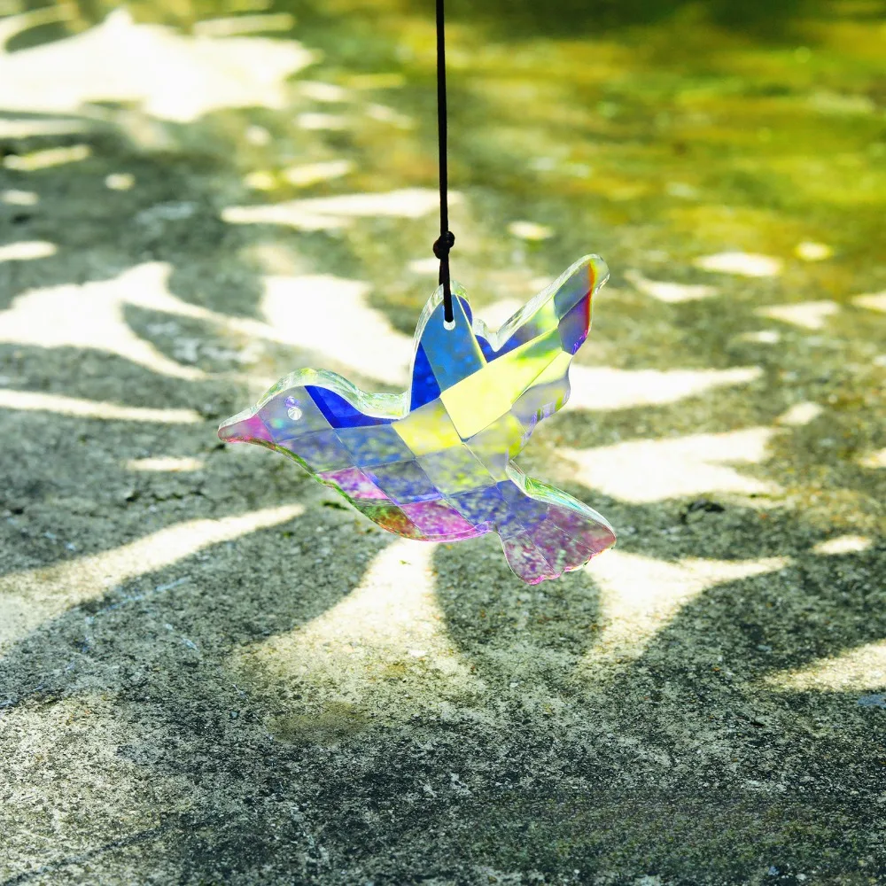 80 mm Kolibri-Kristall-Sonnenfänger, Glasprismen, facettiert, zum Aufhängen, Regenbogen-Maker, glänzender Glücks-Feng-Shui-Auto-Anhänger, Gartendekoration