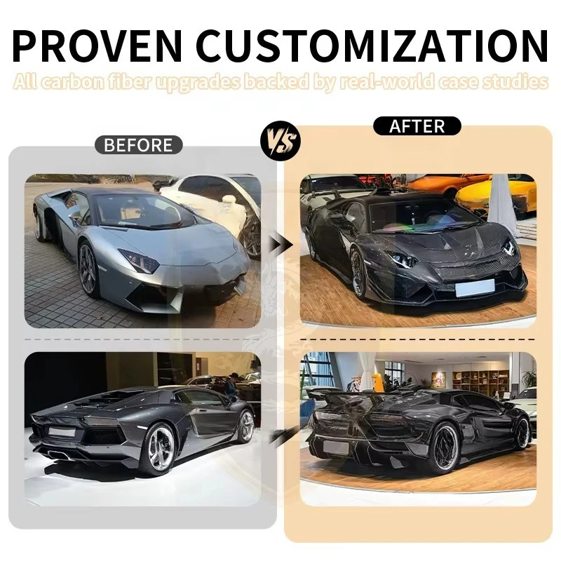 Car Styling SVR Style Body Kit for  Aventador LP700 Half Carbon Fiber Car Front Rear Bumper Side Skirts Aero Bodykit