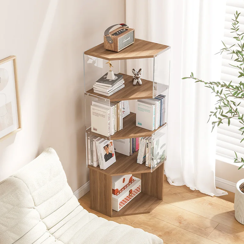 Creative transparent acrylic floor-to-ceiling bookshelf, living room shelf, multi-purpose study, multi-layer storage rack